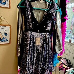 Free People Womens Siren Sequined A-Line Dress